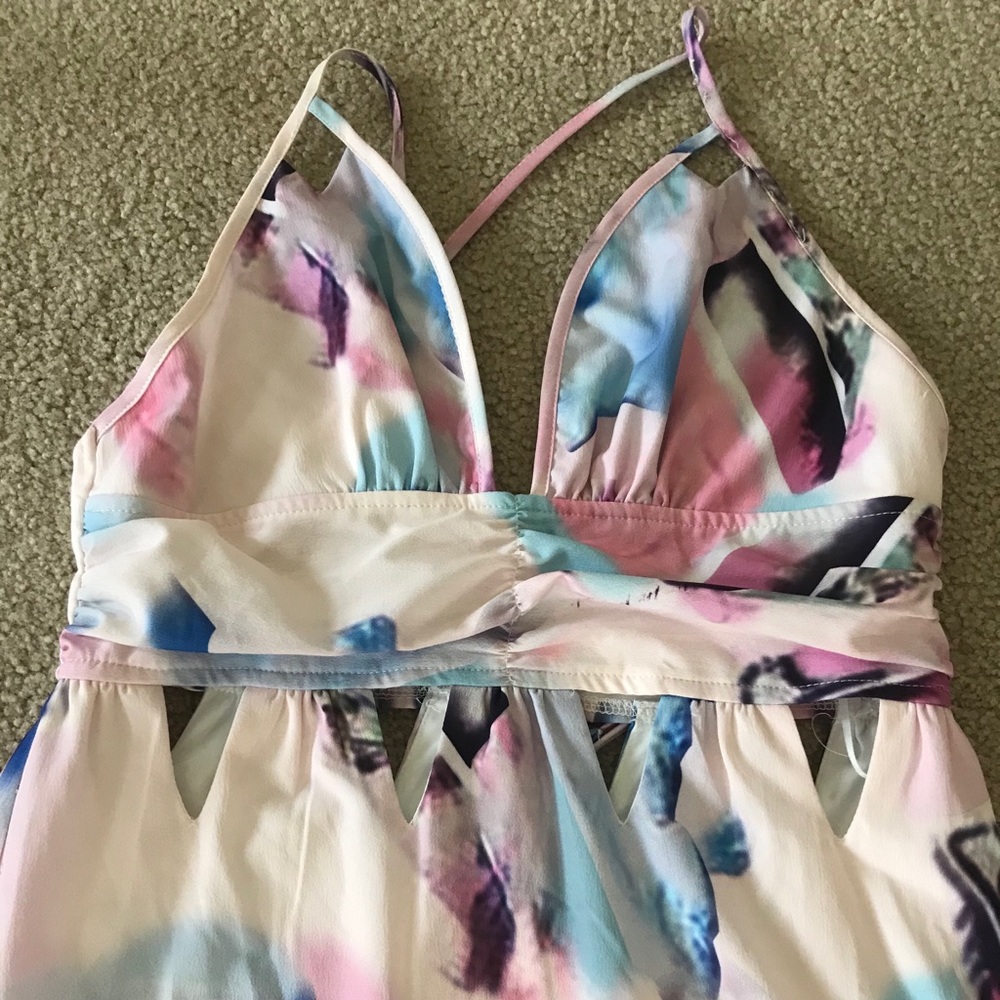 Tea & cup water color pink maxi sundress